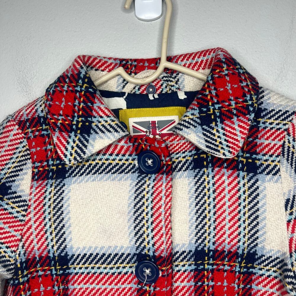 Mini Boden Plaid Kids Coat - Girls 6-7 - Picture 3 of 14